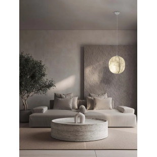 Lampa wisząca japadni z jedwabny kloszem Pagoda 42cm biała