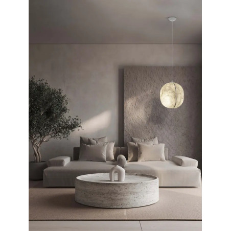 Lampa wisząca japadni z jedwabny kloszem Pagoda 42cm biała