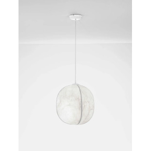 Lampa wisząca japadni z jedwabny kloszem Pagoda 42cm biała