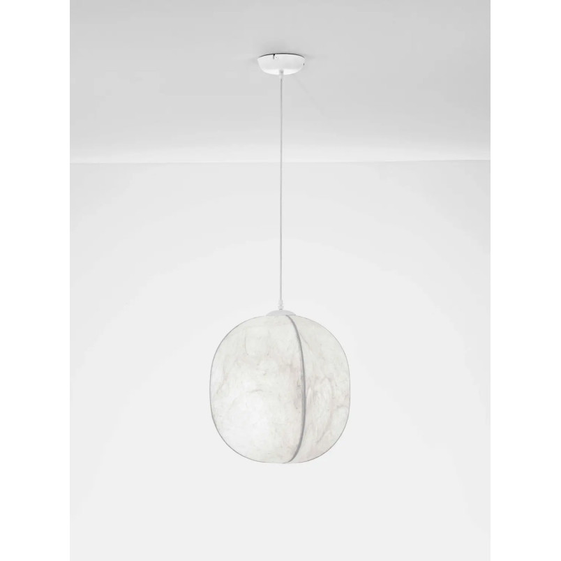 Lampa wisząca japadni z jedwabny kloszem Pagoda 42cm biała