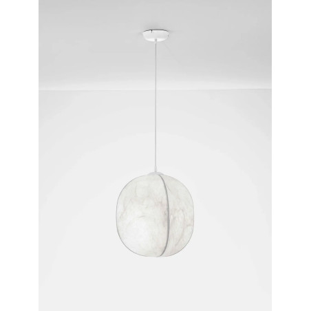 Lampa wisząca japadni z jedwabny kloszem Pagoda 42cm biała