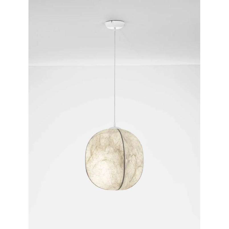Lampa wisząca japadni z jedwabny kloszem Pagoda 42cm biała
