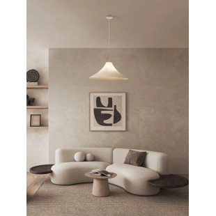 Duża lampa wisząca z jedwabiu w stylu japandi Kobe 65cm biała
