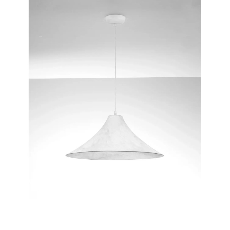 Duża lampa wisząca z jedwabiu w stylu japandi Kobe 65cm biała