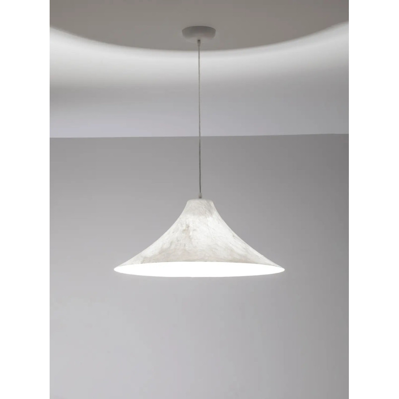 Duża lampa wisząca z jedwabiu w stylu japandi Kobe 65cm biała
