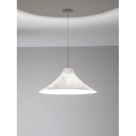 Duża lampa wisząca z jedwabiu w stylu japandi Kobe 65cm biała