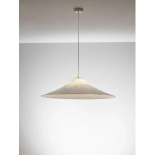 Duża lampa wisząca z jedwabiu w stylu japandi Kobe 90cm biała