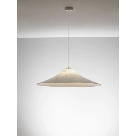 Duża lampa wisząca z jedwabiu w stylu japandi Kobe 90cm biała
