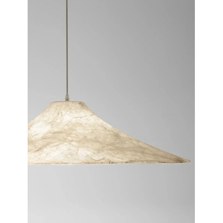 Duża lampa wisząca z jedwabiu w stylu japandi Kobe 90cm biała