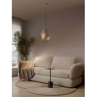 Lampa wisząca japandi o organicznym kształcie Boschi 30cm brązowa
