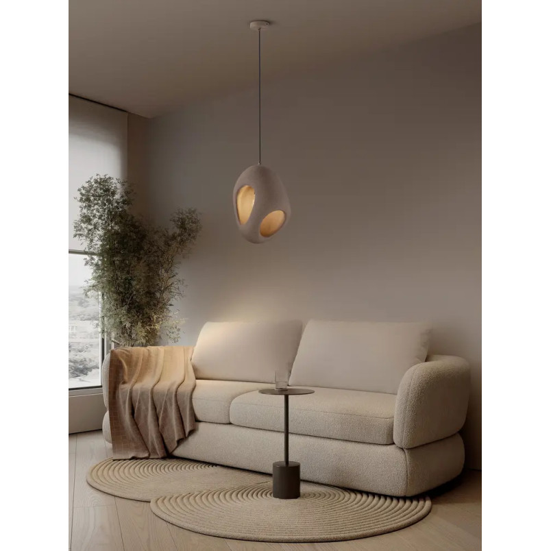 Lampa wisząca japandi o organicznym kształcie Boschi 30cm brązowa