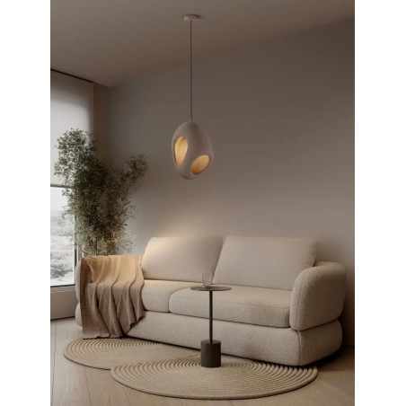 Lampa wisząca japandi o organicznym kształcie Boschi 30cm brązowa