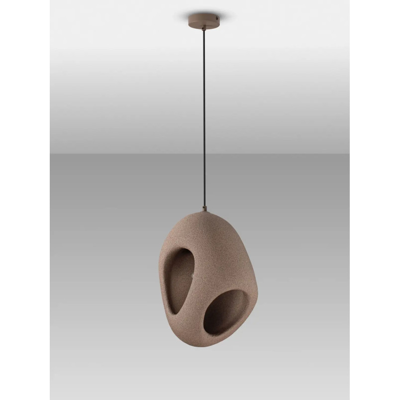 Lampa wisząca japandi o organicznym kształcie Boschi 30cm brązowa