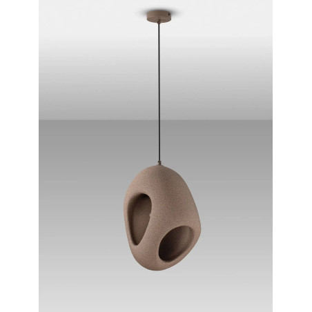 Lampa wisząca japandi o organicznym kształcie Boschi 30cm brązowa