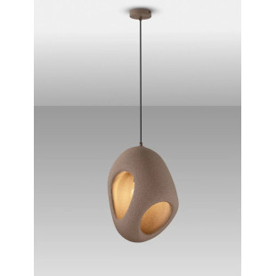 Lampa wisząca japandi o organicznym kształcie Boschi 30cm brązowa