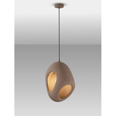 Lampa wisząca japandi o organicznym kształcie Boschi 30cm brązowa