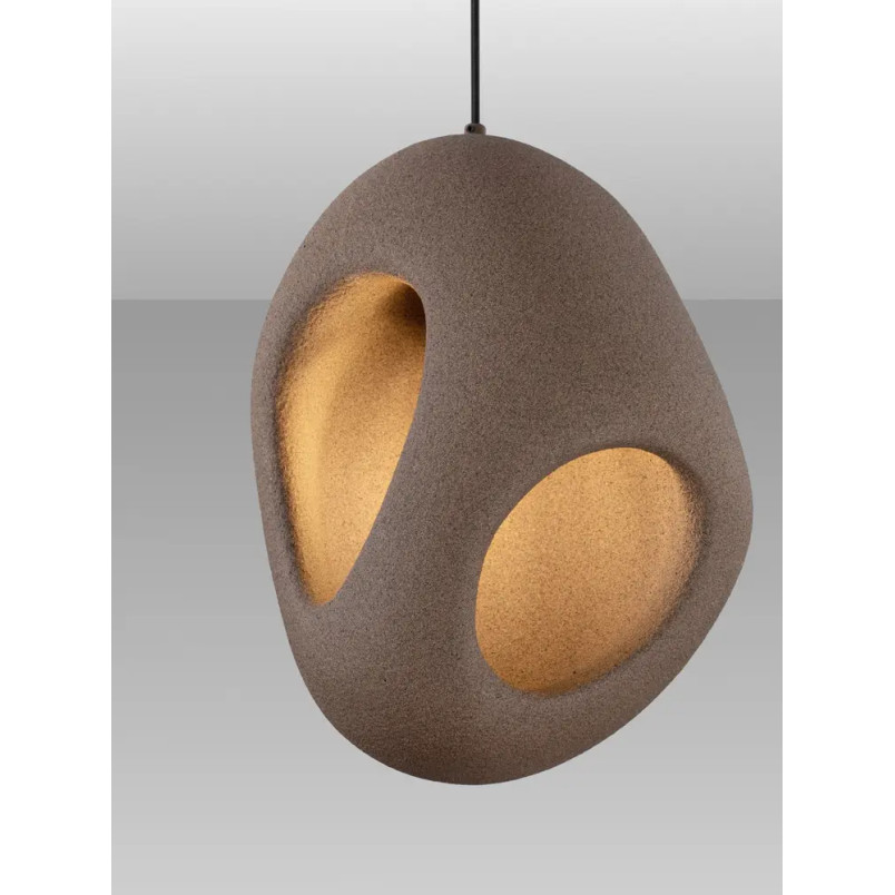 Lampa wisząca japandi o organicznym kształcie Boschi 30cm brązowa
