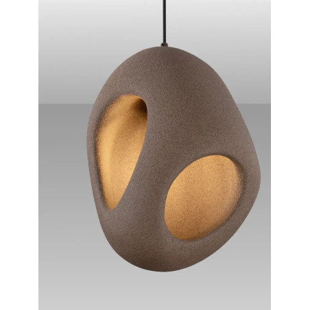 Lampa wisząca japandi o organicznym kształcie Boschi 30cm brązowa