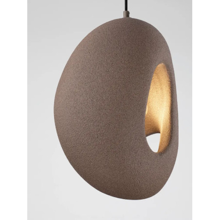 Lampa wisząca japandi o organicznym kształcie Boschi 30cm brązowa