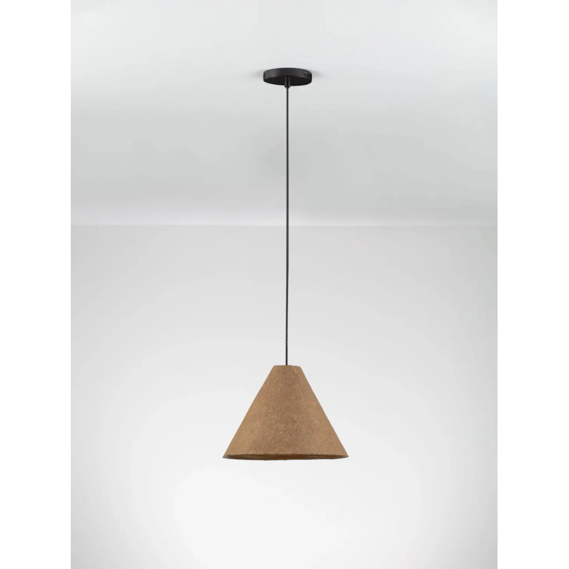 Lampa wisząca japandi z papieru mache o szorstkiej strukturze Ebbio 30cm brązowa