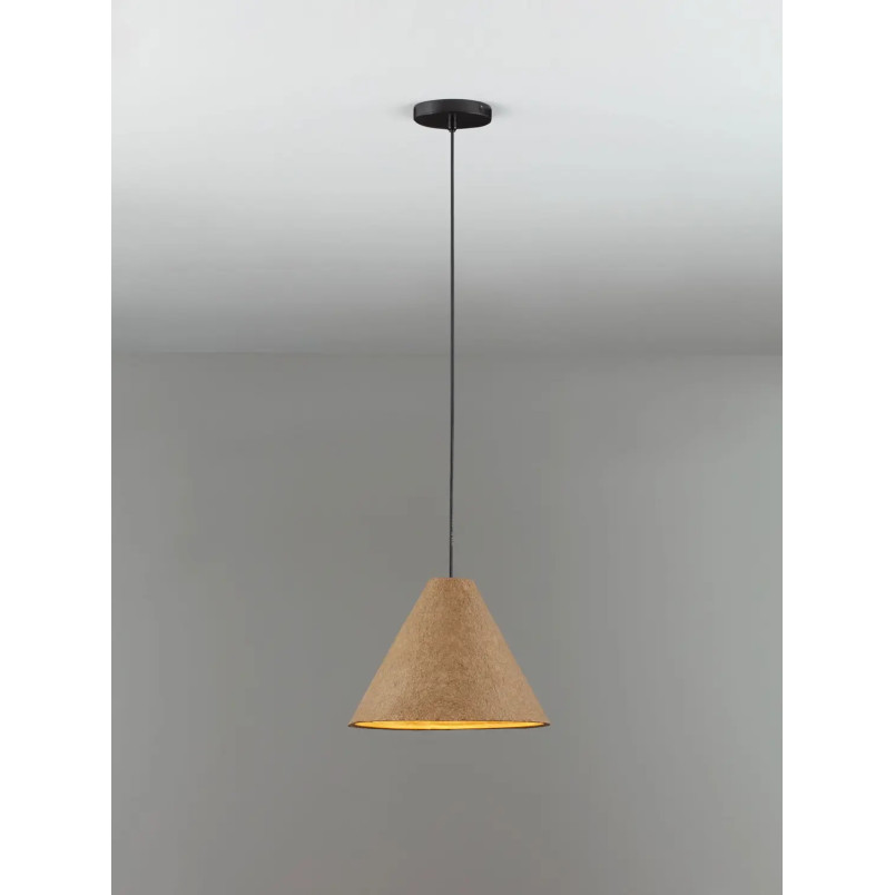 Lampa wisząca japandi z papieru mache o szorstkiej strukturze Ebbio 30cm brązowa