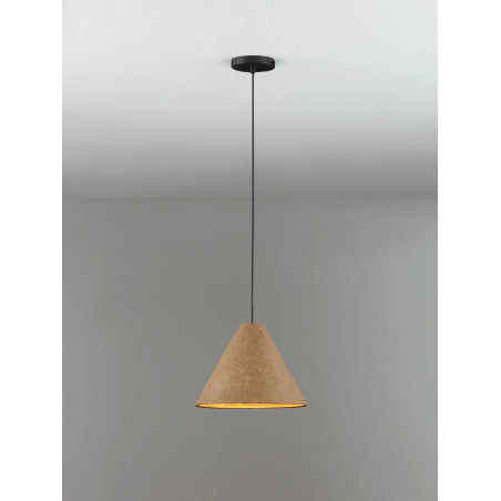 Lampa wisząca japandi z papieru mache o szorstkiej strukturze Ebbio 30cm brązowa