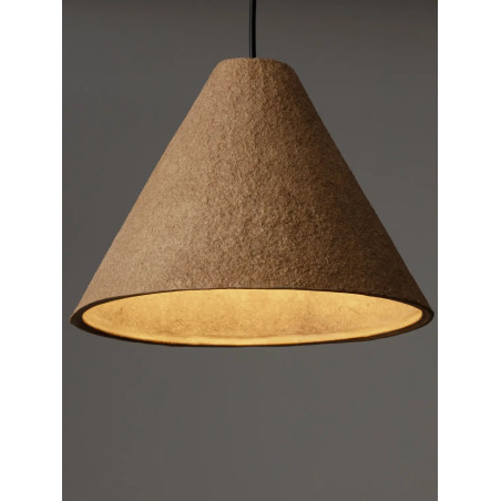 Lampa wisząca japandi z papieru mache o szorstkiej strukturze Ebbio 30cm brązowa