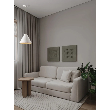 Lampa wisząca japandi z papieru mache o szorstkiej strukturze Ebbio 30cm biała