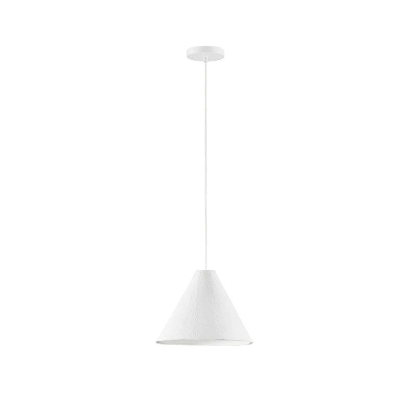 Lampa wisząca japandi z papieru mache o szorstkiej strukturze Ebbio 30cm biała