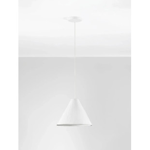 Lampa wisząca japandi z papieru mache o szorstkiej strukturze Ebbio 30cm biała