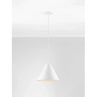Lampa wisząca japandi z papieru mache o szorstkiej strukturze Ebbio 30cm biała