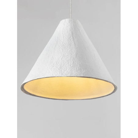 Lampa wisząca japandi z papieru mache o szorstkiej strukturze Ebbio 30cm biała