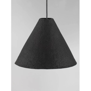 Lampa wisząca japandi z papieru mache o szorstkiej strukturze Ebbio 30cm czarna