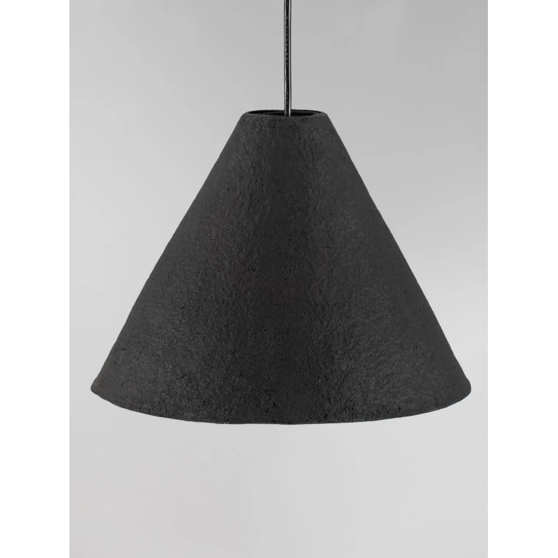 Lampa wisząca japandi z papieru mache o szorstkiej strukturze Ebbio 30cm czarna