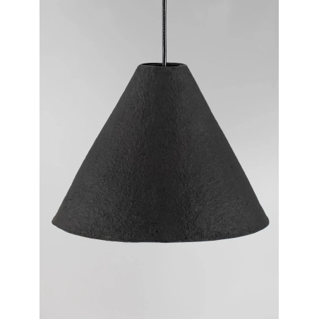 Lampa wisząca japandi z papieru mache o szorstkiej strukturze Ebbio 30cm czarna