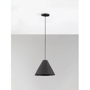 Lampa wisząca japandi z papieru mache o szorstkiej strukturze Ebbio 30cm czarna