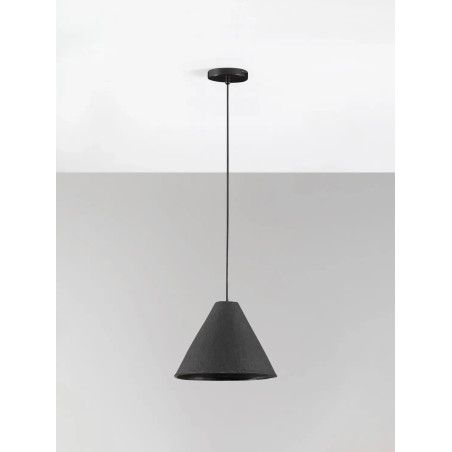 Lampa wisząca japandi z papieru mache o szorstkiej strukturze Ebbio 30cm czarna
