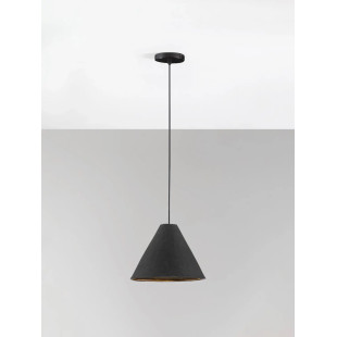 Lampa wisząca japandi z papieru mache o szorstkiej strukturze Ebbio 30cm czarna