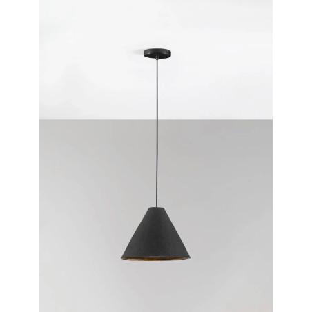 Lampa wisząca japandi z papieru mache o szorstkiej strukturze Ebbio 30cm czarna