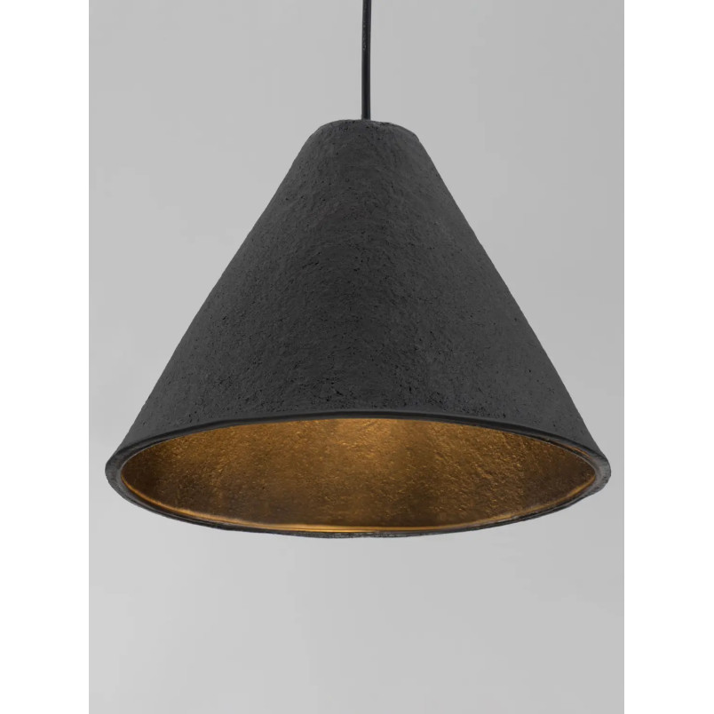 Lampa wisząca japandi z papieru mache o szorstkiej strukturze Ebbio 30cm czarna