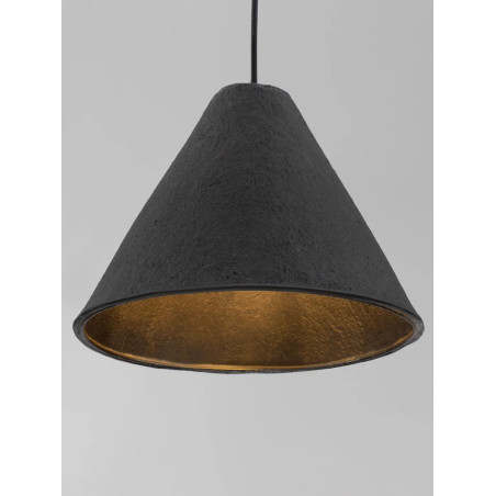 Lampa wisząca japandi z papieru mache o szorstkiej strukturze Ebbio 30cm czarna
