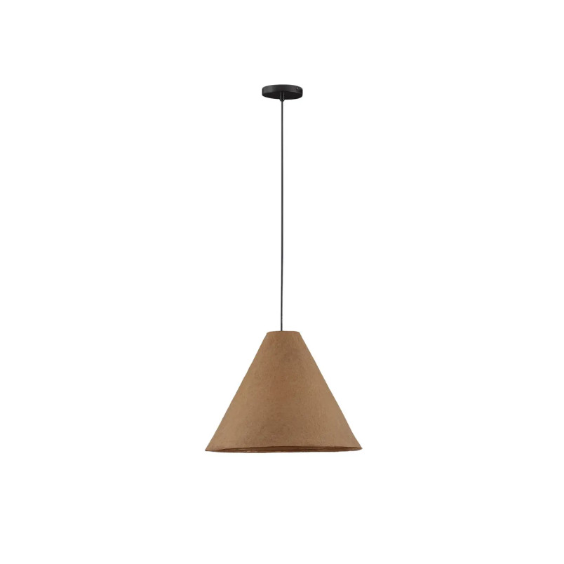 Lampa wisząca japandi z papieru mache o szorstkiej strukturze Ebbio 45cm brązowa