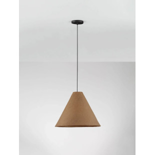 Lampa wisząca japandi z papieru mache o szorstkiej strukturze Ebbio 45cm brązowa