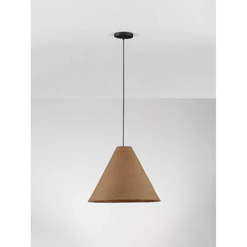 Lampa wisząca japandi z papieru mache o szorstkiej strukturze Ebbio 45cm brązowa