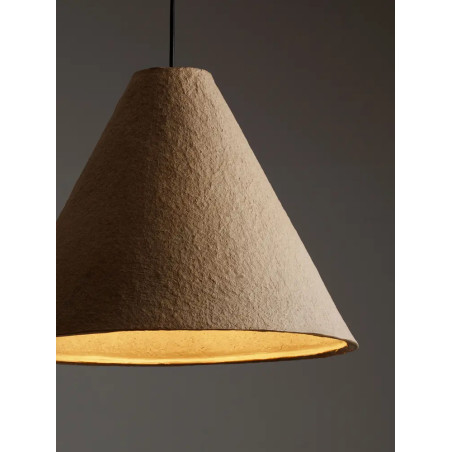 Lampa wisząca japandi z papieru mache o szorstkiej strukturze Ebbio 45cm brązowa