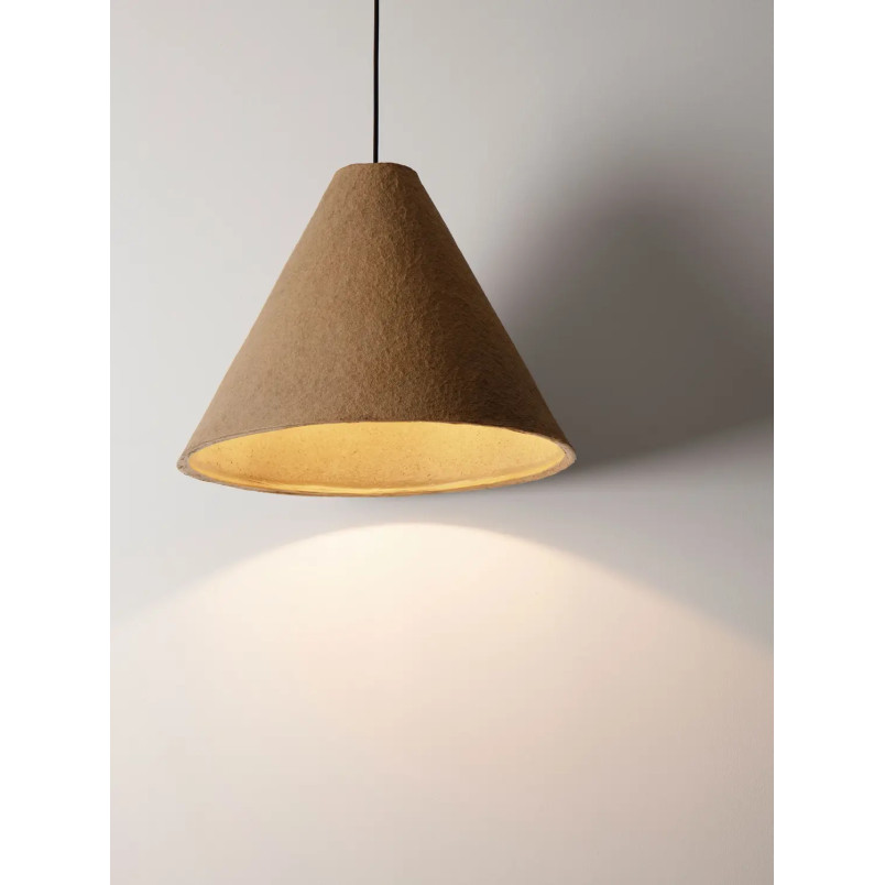 Lampa wisząca japandi z papieru mache o szorstkiej strukturze Ebbio 45cm brązowa
