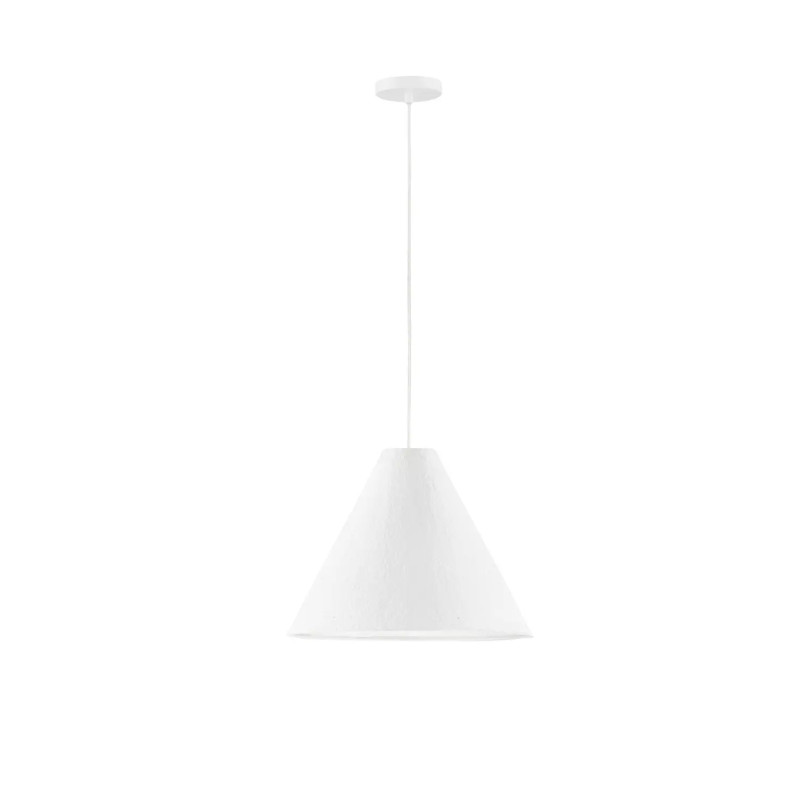 Lampa wisząca japandi z papieru mache o szorstkiej strukturze Ebbio 45cm biała