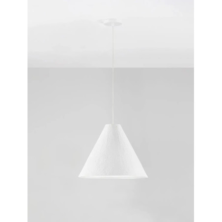 Lampa wisząca japandi z papieru mache o szorstkiej strukturze Ebbio 45cm biała