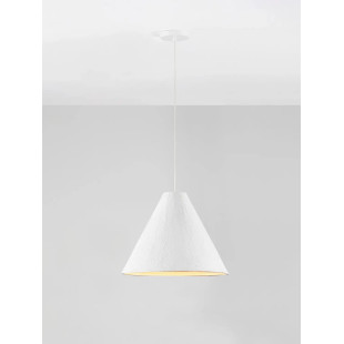 Lampa wisząca japandi z papieru mache o szorstkiej strukturze Ebbio 45cm biała