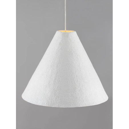 Lampa wisząca japandi z papieru mache o szorstkiej strukturze Ebbio 45cm biała